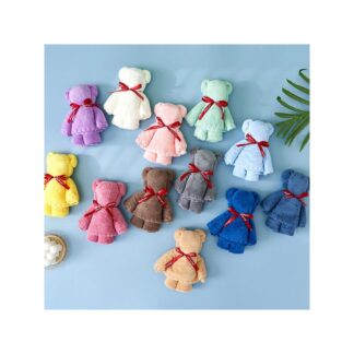 Coral Velvet Towel With Gift Bag Bear Shape Towel / Bear Towel For Face Towel , Baby Shower Or Gift for Mom, Dad, Friends, Teacher and Favourite Person's wedding , Birthday, Anni