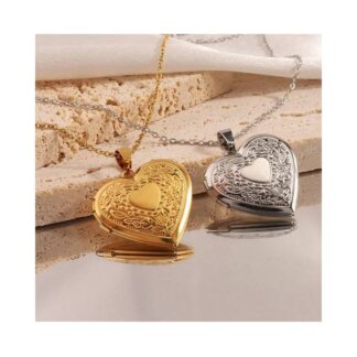 Small Love Heart Photo Locket Necklace for Kids and Women, Stainless Steel Pendant, Trendy Design, Ideal Gift for Anniversary, Engagement, or Special Occasions