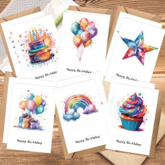 12pcs Colorful Birthday Cake Design Greeting Cards with Envelopes - Perfect for Birthdays, Thank Yous & Special Occasions
