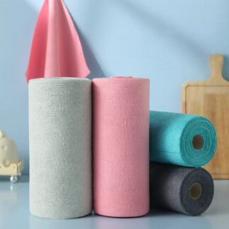 Reusable Microfiber Cleaning Cloth Roll (20 Sheets) | Washable Kitchen Wipes | Paper Towel Replacement Dish Cleaning Rags | Multi-Purpose Household Cleaning Towel (Multicolor)