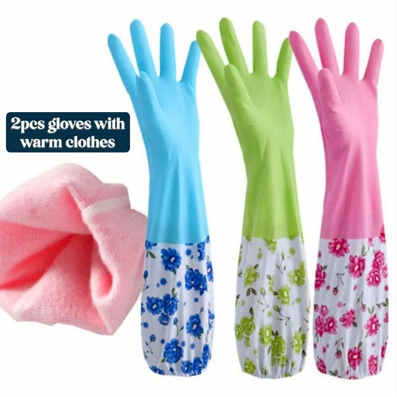 Hand Gloves Waterproof Kitchen Long Sleeves – Premium Reusable Household Cleaning Gloves with Soft Inner Lining, Long Protective Sleeves and Durable Waterproof Design