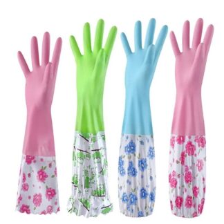 1 Pair Reusable Waterproof Household Dishwashing Cleaning Rubber Gloves Non-Slip Kitchen Glove Waterproof