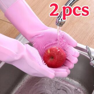 Dishwashing Cleaning Gloves Silicone Rubber Sponge Glove Household Scrubber Kitchen Clean Tools Dropshipping Kitchen Cleaning - Best Rate
