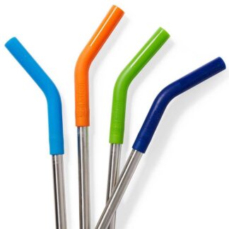 4 pis Stainless Steel Straw With Food Grade Silicone Sleeves Detachable Reusable Drinking Straws