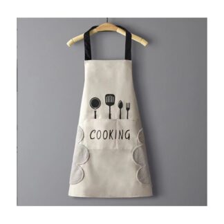 High-Quality Cotton Blend Waterproof Cooking Apron with Pocket for Kitchen & Dining (Off White)
