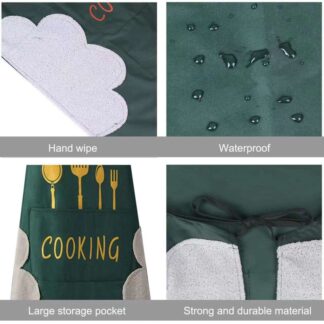 High-Quality Cotton Blend Waterproof Cooking Apron with Pocket for Kitchen & Dining (Green)