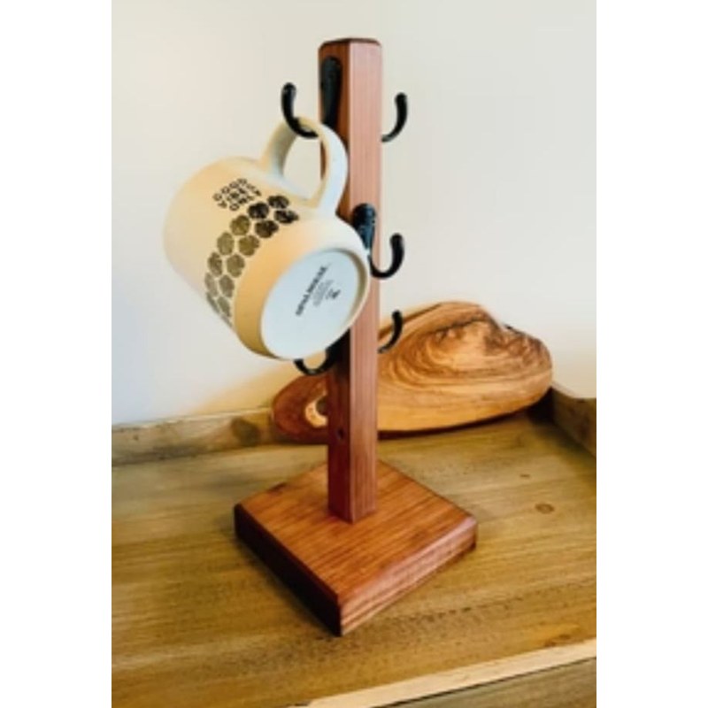 Wooden Cup Stand - 5" x 5" Base, 14" Height, Durable 100% Wood, Perfect for Dining Table or Kitchen Use