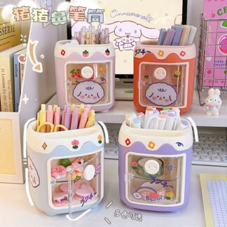 Cartoon cute creative multi-grid pig pen holder girly student office stationery pig nose pen holder drawer pen holder