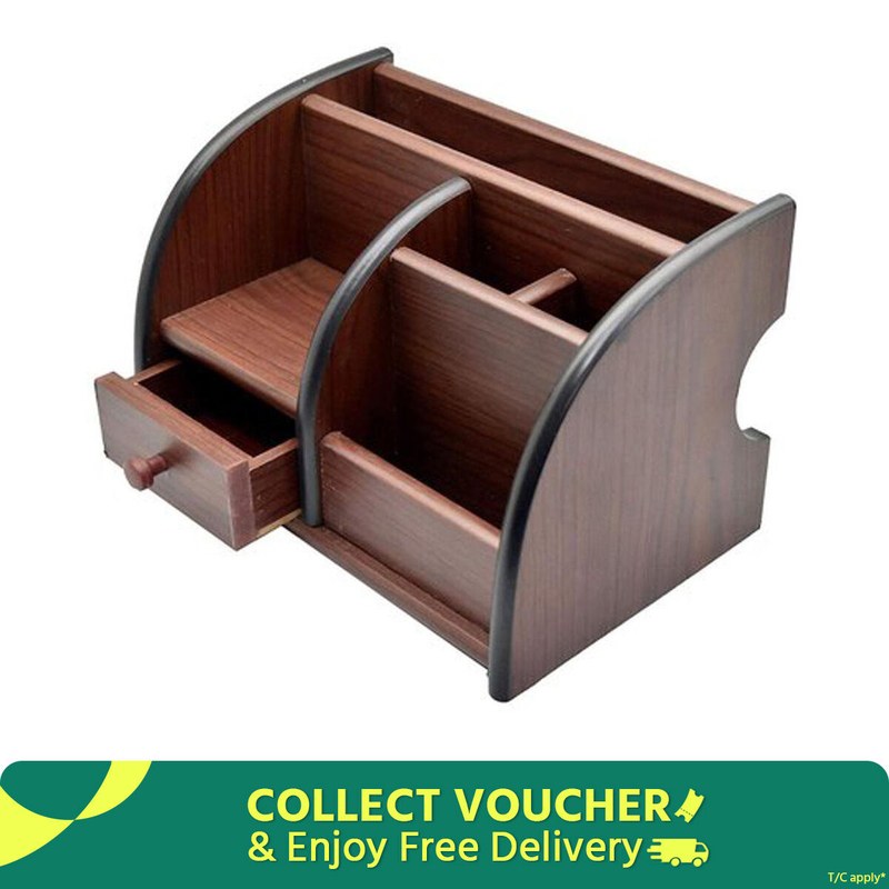 Pen Stand With Visiting Card & Mobile Holder | Multipurpose Wooden Desk Organizer Pen And Pencil Stand For Office Table With Business Card Holder Box And Mobile Stand (Wooden)