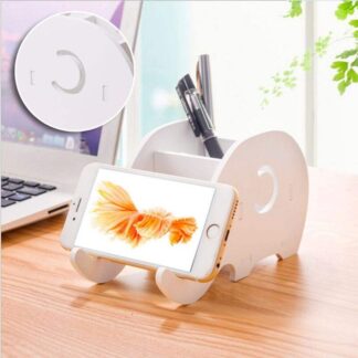 New Elephant Wood Pen Holder Desk Organizer Storage Box Phone Stand Desk Table Pencil Holder - Pencil Bag