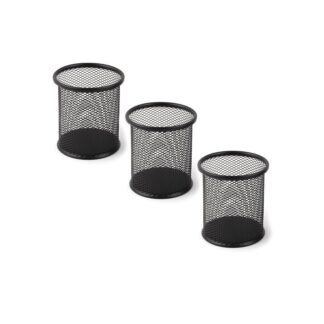 Generic Metal Cylinder Shape Office School Meshy Pen Holder Pencil Storage 1 Pcs Black