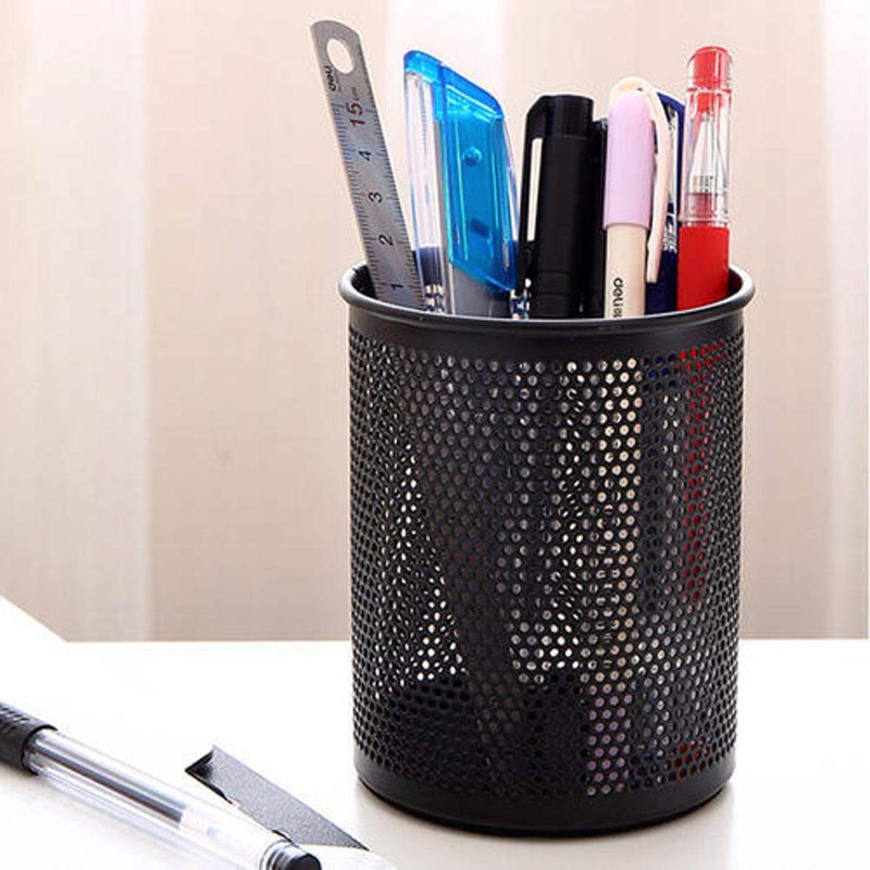 Black,Silver Pen Stand Stainless Steel Pen Holder, for Office, Size: 4 Inch