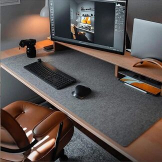 Felt Desk Mat Computer Mat for Desk(31.5x15.7Inches) Large Felt Mouse Pad and Keyboard Mat Desk Protector for Office | Dark Gray
