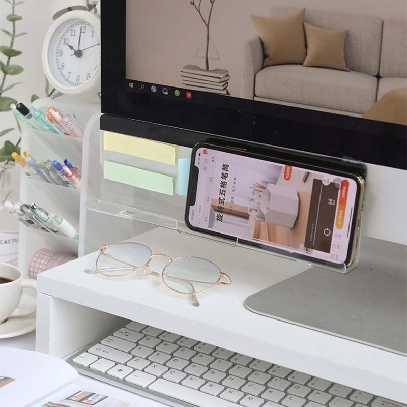1Message Storage Board Under Computer Monitor,Office Desk Side Storage Rack Message Board Can Hold Phone Charging Memo Stickers