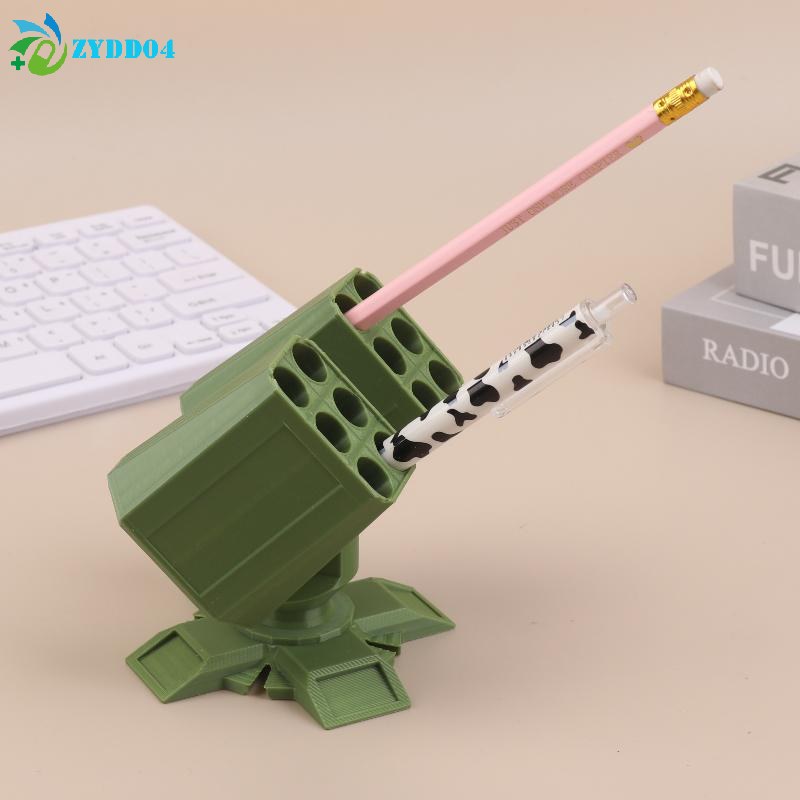 ●3D Printed Missile Shaped Pen Holder Creative Anti-aircraft Missile Launcher Pen Stand Desktop Organizer Home Office Decoration