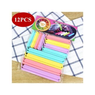 12 Pcs Food Snack Package Bag Sealing Clips – Plastic Clips for Kitchen Storage & Organization (Multicolor)