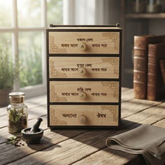 4 Layers Wooden Medicine Storage Box – Multi-Layer Medicine Organizer