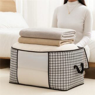• Large Capacity Clothes Storage Bag with Zipper & Handles – Foldable Blanket & Quilt Organizer Box