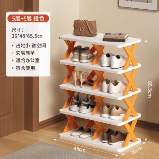 5 Layers Double Shoe Rack Folding Shoe Cabinet Multi-layer Shoes Storage Organizer Space-Saving Shoes Shelf Door Color Matching Cabinets