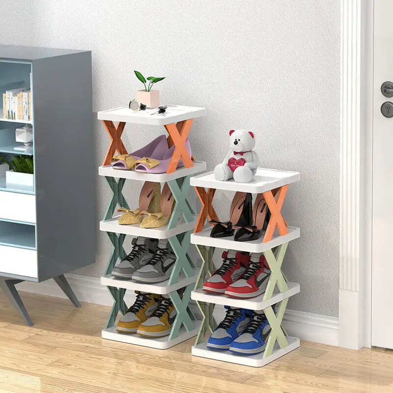DIY Foldable Shoe Rack for Entryway, Multi Tier Folding Shoe Rack, ABS Material, Multifunctional Free Standing Shoe Shelf Shoe Storage Organizer for Hallway Bathroom Living Room(30