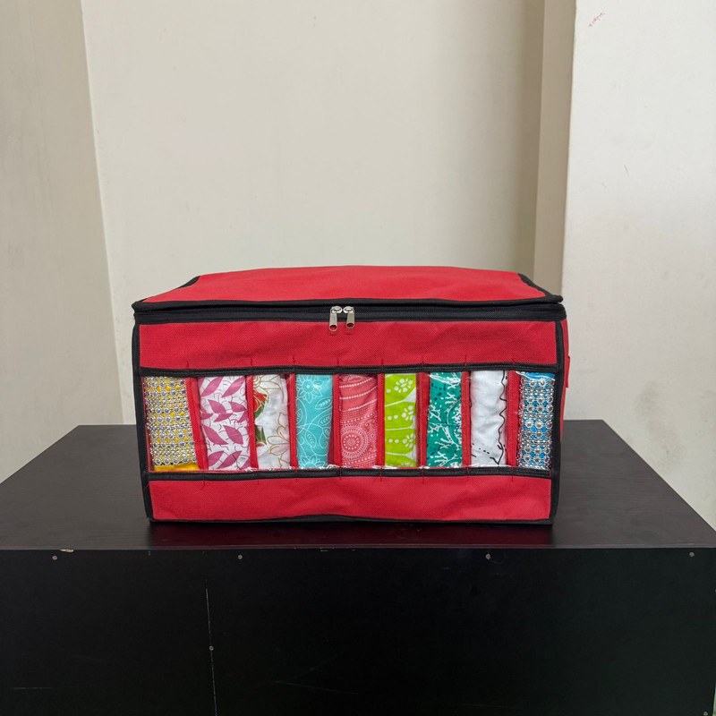 New Cloth Organizer Box, 9 Grids Full Zipper Cloth Storage Box With Transparent Window