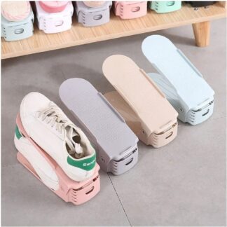 Shoe Slots Organizer, Adjustable Stacker Storage Space Saver, Double Deck Holder for Closet Organization