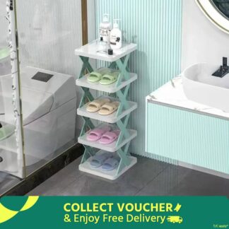 New Shoe Rack, Vertical Shoe Tower, Narrow Corner Shoe Rack, Shoe Shelf, DIY Free Standing Shoes Storage Organizer for Small Entryway,Hallway, Living Room, Bedroom (30x28x17.5cm 5 