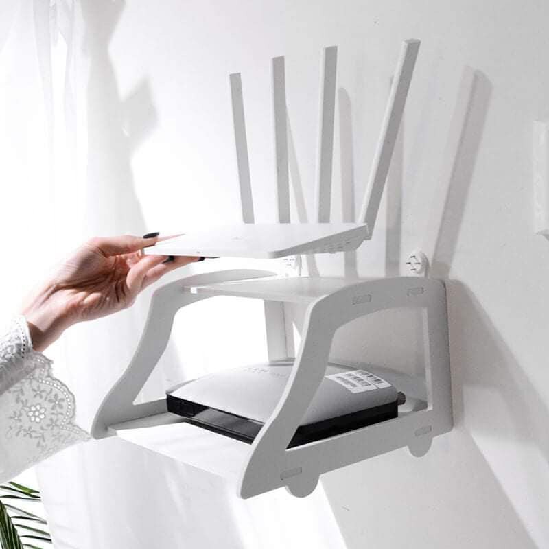 High quality Wifi Router Stand Shelf Double Layer Wall Mounted Shelf Storage Rack Home decorator