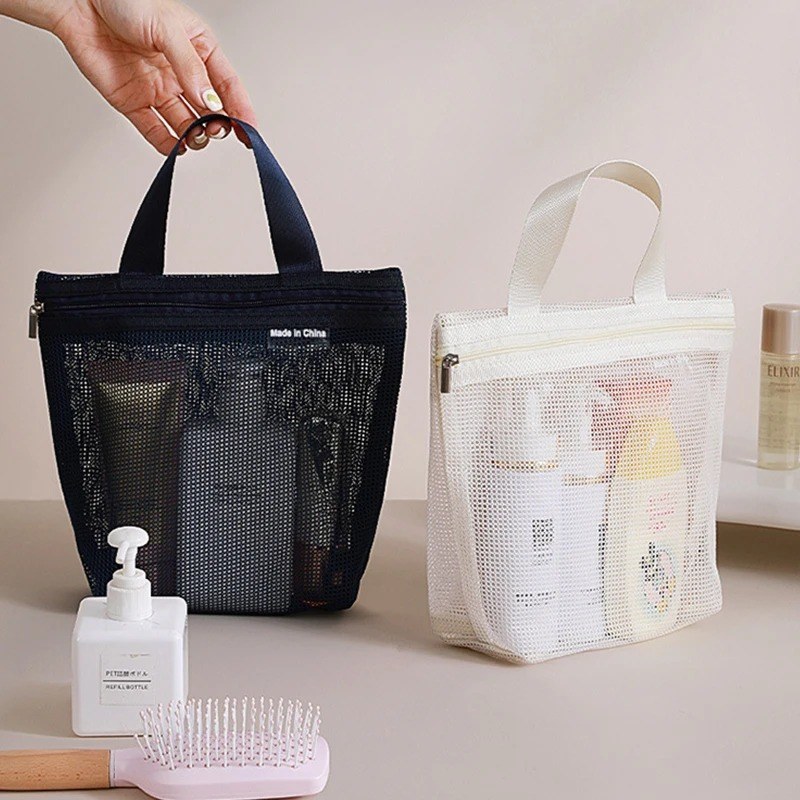 Mesh Makeup Bag Waterproof Portable Toiletry Cosmetic Organizer Pouch for Women Outdoor Travel Daily Toiletry Storage Carry Bag
