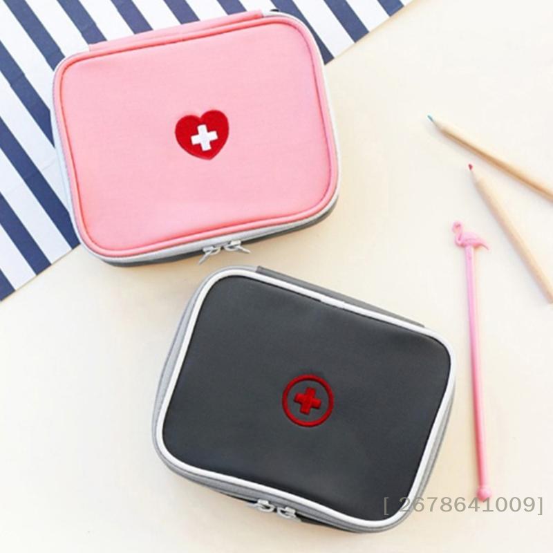Cute Heart Pattern Korean Style First Aid Bag Mini Emergency Kit Travel Medicine Pouch for Daily Carry & Outdoor〔YY33〕