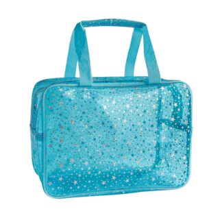 PVC Cosmetic Toiletry Bag Stylish Large Capacity Portable Hand Carry Makeup Organizer for Daily Travel and Trips