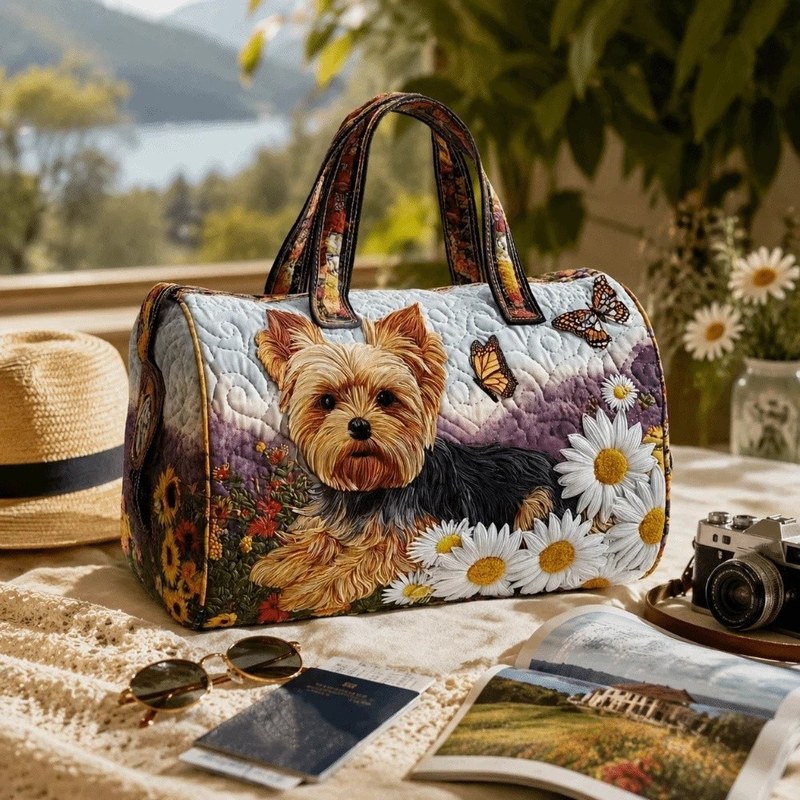 Camping Bag Large Capacity Quilted Duffle Bag Flower Dog Travel Duffel Bag Colorful Printed Carrying Handbag Daily Outings