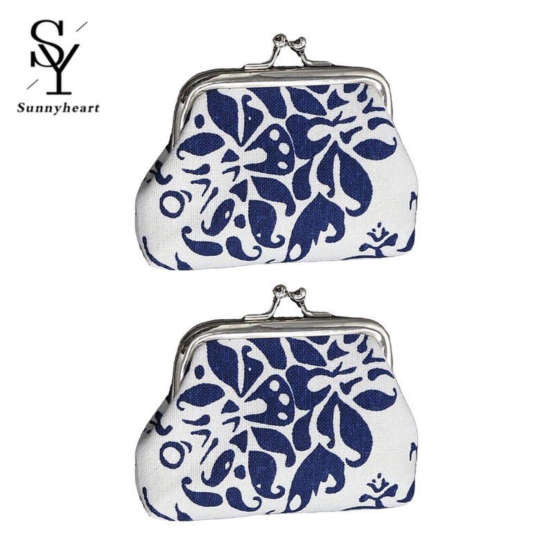 Sunnyheart Coin Purse for Women 2pcs Women’s Canvas Coin Purse Mini Palm Size Wallet Durable Dust-proof with Secure Buckle Closure Compact Card Coin Holder for Everyday Use Perfect