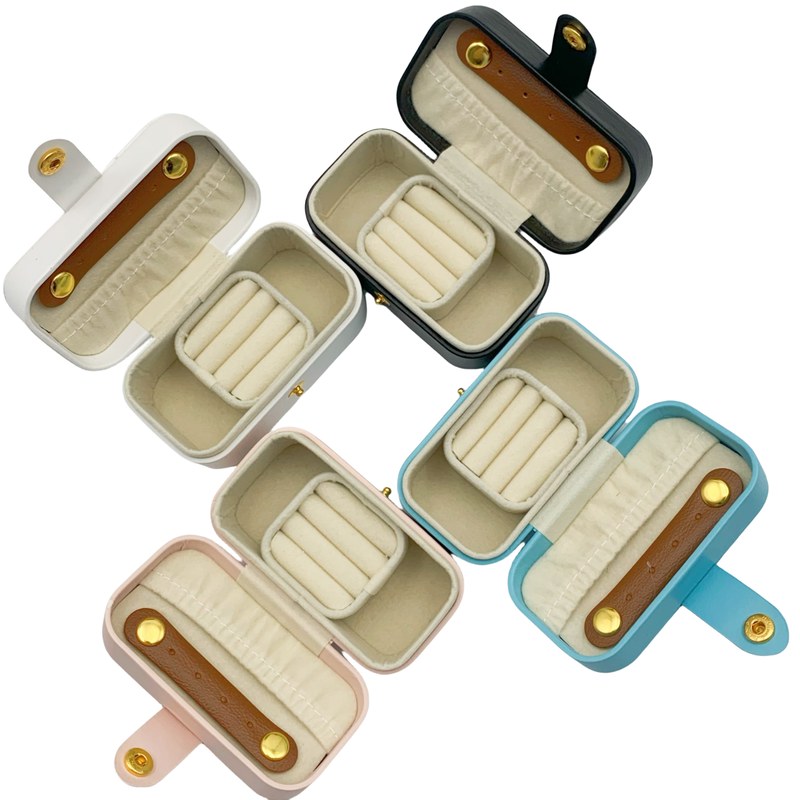 portable PU leather jewelry ring, necklace, earring jewelry storage box suitable for women's daily travel jewelry carrying