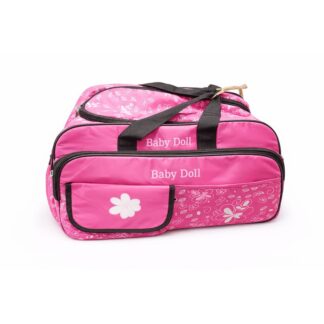 Baby Doll Pink Multi Pocket Diaper Bag Stylish Lightweight Travel Carry Organizer For Newborn Infant Mother Daily Use Waterproof Zippered Storage Tote With Floral Design Durable Ha