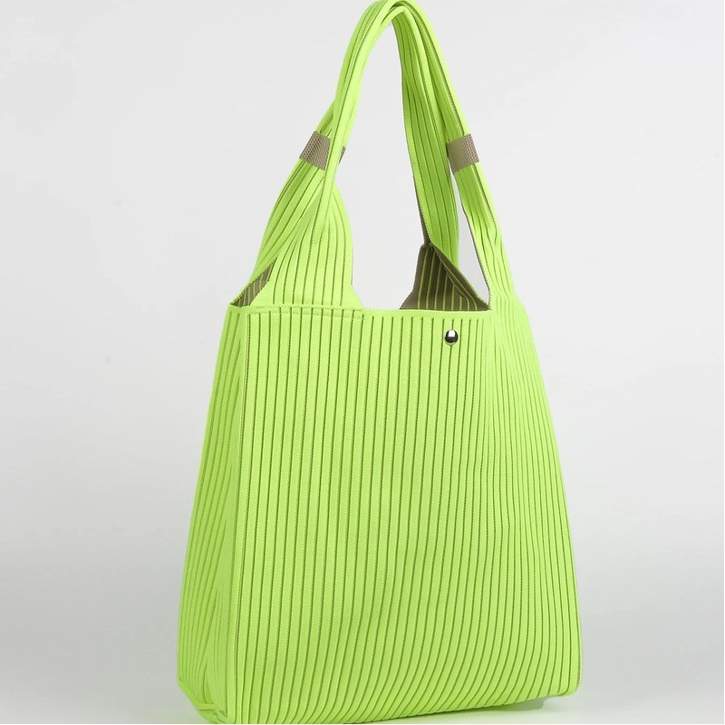 Solid Color Snap-Button Tote Handbag, Simple and Elegant, Versatile, Durable and Breathable Knitted Bag, Large Capacity Suitable for Carrying Tablets, Books, Water Bottles, for Dai