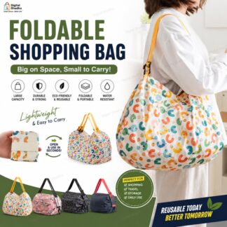 1Pc Foldable Large Shopping Bag | Portable Reusable Grocery Tote | Thickened Eco-Friendly Shoulder Duffle Bag | Waterproof Travel Storage Bag | Supermarket & Daily Shopping Carry B